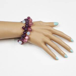 GNW Purple Pink Beaded Stretchable Bracelet
